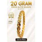 Aks Gold 22 Ayar TSE Belgeli (20 GRAM) Örgü Altın Bilezik İşçiliksiz Yatırımlık - 6,2