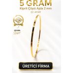 Aks Gold 22 Ayar Tse Belgeli (5 Gram) 2 mm Kibrit Çöpü Ajda Altın Bilezik Gold Düğün - 6,2