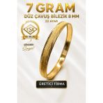 Aks Gold 22 Ayar Tse Belgeli (7 Gram) Düz Şarnel Çavuş Ajda Bilezik 8 mm Gold Altın Bilezik Düğün Nişan - 6,2