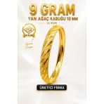 Aks Gold 22 Ayar Tse Belgeli (9 Gram) Yan Ağaç Kabuğu Ajda Bilezik 10 mm Gold Altın Bilezik Düğün Nişan - 6,2