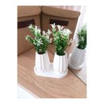 aksenbirstore MİNİ DESENLİ OVAL BETON SAKSI İKİLİ VE OVAL TABAK - YAPAY ÇİÇEK HEDİYELİ
