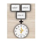 Aksesuar Elif Vav Set Dekoratif Ahşap Duvar Saati (33x33) + 3 Parça Masa (13x17)