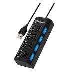 Aksesuarcı 4 Port Usb Çoğaltıcı Çoklayıcı Pc Usb Hub Ledli Işıklı Kablo Anahtarlı-A10