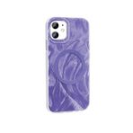 Aksesuarcim Apple ile Uyumlu iPhone 11 Kılıf Fırça Boya Desenli M-Safe Şarj Özellikli Kamera Lens Korumalı Kapak Mor