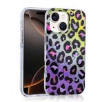 Aksesuarcim Apple ile Uyumlu iPhone 13 Kılıf Leopar Desenli M-Safe Şarj Özellikli Kamera Lens Korumalı Sert Silikon Kapak Jago Colorful