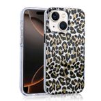 Aksesuarcim Apple ile Uyumlu iPhone 13 Kılıf Leopar Desenli M-Safe Şarj Özellikli Kamera Lens Korumalı Sert Silikon Kapak Jago Siyah-Kahverengi