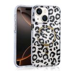 Aksesuarcim Apple ile Uyumlu iPhone 14 Kılıf Leopar Desenli M-Safe Şarj Özellikli Kamera Lens Korumalı Sert Silikon Kapak Jago Siyah