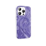Aksesuarcim Apple ile Uyumlu iPhone 14 Pro Kılıf Fırça Boya Desenli M-Safe Şarj Özellikli Kamera Lens Korumalı Kapak Mor