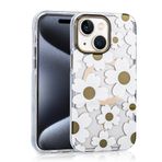 Aksesuarcim Apple ile Uyumlu iPhone 15 Kılıf Papatya Desenli M-Safe Şarj Özellikli Kamera Lens Korumalı Kapak Papat Kahverengi