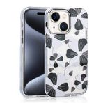 Aksesuarcim Apple ile Uyumlu iPhone 15 Kılıf Papatya Desenli M-Safe Şarj Özellikli Kamera Lens Korumalı Kapak Papat Siyah