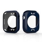 Aksesuarcim Apple ile Uyumlu Watch 1/2/3/4/5 44mm Ekran Koruyucu 360 Derece Darbe Korumalı Silikon Kasa Koruma Lacivert
