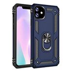 Aksesuarcim Apple iPhone 11 ile Uyumlu Kılıf Silikon Yüzük Standlı Araç Tutucu için Mıknatıslı Darbe Karşı Dayanıklı Koruma Tank İnce Kap Vega Lacivert