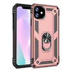 Aksesuarcim Apple iPhone 11 ile Uyumlu Kılıf Silikon Yüzük Standlı Araç Tutucu için Mıknatıslı Darbe Karşı Dayanıklı Koruma Tank İnce Kap Vega Rose Gold