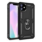 Aksesuarcim Apple iPhone 11 ile Uyumlu Kılıf Silikon Yüzük Standlı Araç Tutucu için Mıknatıslı Darbe Karşı Dayanıklı Koruma Tank İnce Kap Vega Siyah