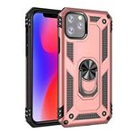 Aksesuarcim Apple iPhone 11 Pro Max ile Uyumlu Kılıf Silikon Yüzük Standlı Araç Tutucu için Mıknatıslı Darbe Karşı Dayanıklı Koruma Tank İnce Kap Vega Rose Gold