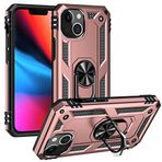 Aksesuarcim Apple iPhone 13 ile Uyumlu Kılıf Silikon Yüzük Standlı Araç Tutucu için Mıknatıslı Darbe Karşı Dayanıklı Koruma Tank İnce Kap Vega Rose Gold