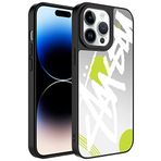 Aksesuarcim Apple iPhone 14 Pro ile Uyumlu Aynalı Parlak Desenli Kılıf Figürlü Kamera Lens Korumalı Kapak Mirror Yazı