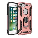 Aksesuarcim Apple iPhone 8 ile Uyumlu Kılıf Silikon Yüzük Standlı Araç Tutucu için Mıknatıslı Darbe Karşı Dayanıklı Koruma Tank İnce Kap Vega Rose Gold