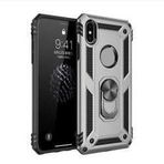Aksesuarcim Apple iPhone X XS ile Uyumlu Kılıf Silikon Yüzük Standlı Araç Tutucu için Mıknatıslı Darbe Karşı Dayanıklı Koruma Tank İnce Kap Vega Gri