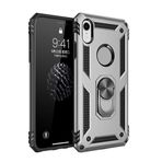 Aksesuarcim Apple iPhone XR ile Uyumlu Kılıf Silikon Yüzük Standlı Araç Tutucu için Mıknatıslı Darbe Karşı Dayanıklı Koruma Tank İnce Kap Vega Gri