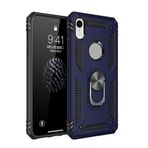 Aksesuarcim Apple iPhone XR ile Uyumlu Kılıf Silikon Yüzük Standlı Araç Tutucu için Mıknatıslı Darbe Karşı Dayanıklı Koruma Tank İnce Kap Vega Lacivert