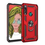 Aksesuarcim Huawei Honor 9X ile Uyumlu Kılıf Silikon Yüzük Standlı Araç Tutucu için Mıknatıslı Darbe Karşı Dayanıklı Koruma Tank İnce Kap Vega Kırmızı