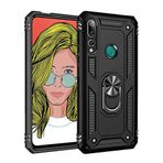 Aksesuarcim Huawei Honor 9X ile Uyumlu Kılıf Silikon Yüzük Standlı Araç Tutucu için Mıknatıslı Darbe Karşı Dayanıklı Koruma Tank İnce Kap Vega Siyah
