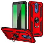 Aksesuarcim Huawei Mate 10 Lite ile Uyumlu Kılıf Silikon Yüzük Standlı Araç Tutucu için Mıknatıslı Darbe Karşı Dayanıklı Koruma Tank İnce Kap Vega Kırmızı