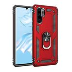 Aksesuarcim Huawei P30 Pro ile Uyumlu Kılıf Silikon Yüzük Standlı Araç Tutucu için Mıknatıslı Darbe Karşı Dayanıklı Koruma Tank İnce Kap Vega Kırmızı