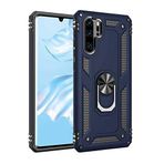 Aksesuarcim Huawei P30 Pro ile Uyumlu Kılıf Silikon Yüzük Standlı Araç Tutucu için Mıknatıslı Darbe Karşı Dayanıklı Koruma Tank İnce Kap Vega Lacivert