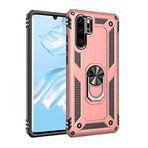 Aksesuarcim Huawei P30 Pro ile Uyumlu Kılıf Silikon Yüzük Standlı Araç Tutucu için Mıknatıslı Darbe Karşı Dayanıklı Koruma Tank İnce Kap Vega Rose Gold