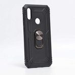 Aksesuarcim Huawei Y6S 2019 ile Uyumlu Kılıf Silikon Yüzük Standlı Araç Tutucu için Mıknatıslı Darbe Karşı Dayanıklı Koruma Tank İnce Kap Vega Siyah