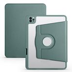 Aksesuarcim iPad Air 10.9 2020 (4.Nesil) Kılıf Silikon Kapaklı Stand Olabilen Kamera Lens Korumalı Kalem Bölmeli Kapak Koyu Yeşil