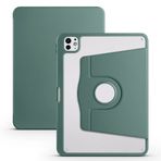 Aksesuarcim iPad Pro 11 2024 Kılıf Silikon Kapaklı Stand Olabilen Kamera Lens Korumalı Kalem Bölmeli Kapak Koyu Yeşil