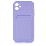 Aksesuarcim iPhone 11 Kılıf Silikon İç Kısım Kadife Kart Bölmeli Cüzdan Kapak Ofix Lila