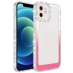 Aksesuarcim iPhone 11 Kılıf Simli ve Renk Geçişli Kamera Lens Korumalı Şeffaf Silikon Kapak Park Beyaz-Pembe