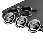 Aksesuarcim iPhone 12 Pro Kamera Lensi Koruyucu Cam Taşlı Siyah