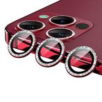 Aksesuarcim iPhone 12 Pro Max Kamera Lensi Koruyucu Cam Taşlı Kırmızı