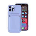 Aksesuarcim iPhone 12 Pro Max Kılıf Silikon İç Kısım Kadife Kart Bölmeli Cüzdan Kapak Ofix Lila