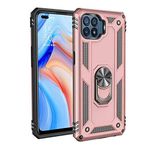 Aksesuarcim Oppo Reno 4 Lite ile Uyumlu Kılıf Silikon Yüzük Standlı Araç Tutucu için Mıknatıslı Darbe Karşı Dayanıklı Koruma Tank İnce Kap Vega Rose Gold