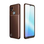 Aksesuarcim Realme C21 ile Uyumlu Kılıf Silikon İnce Karbon Lüx Parmak İzi Yapmayan Tarz Kapak Kahverengi