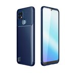 Aksesuarcim Realme C21 ile Uyumlu Kılıf Silikon İnce Karbon Lüx Parmak İzi Yapmayan Tarz Kapak Lacivert
