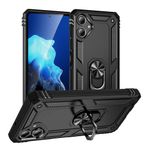 Aksesuarcim Samsung Galaxy A06 ile Uyumlu Kılıf Silikon Yüzük Standlı Araç Tutucu için Mıknatıslı Darbe Karşı Dayanıklı Koruma Tank İnce Kap Vega Siyah