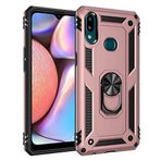 Aksesuarcim Samsung Galaxy A10S ile Uyumlu Kılıf Silikon Yüzük Standlı Araç Tutucu için Mıknatıslı Darbe Karşı Dayanıklı Koruma Tank İnce Kap Vega Rose Gold