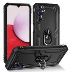 Aksesuarcim Samsung Galaxy A14 ile Uyumlu Kılıf Silikon Yüzük Standlı Araç Tutucu için Mıknatıslı Darbe Karşı Dayanıklı Koruma Tank İnce Kap Vega Siyah