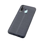Aksesuarcim Samsung Galaxy A20S için Kılıf Silikon Deri Görünümlü Lacivert