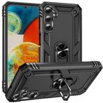 Aksesuarcim Samsung Galaxy A24 ile Uyumlu Kılıf Silikon Yüzük Standlı Araç Tutucu için Mıknatıslı Darbe Karşı Dayanıklı Koruma Tank İnce Kap Vega Siyah