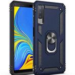 Aksesuarcim Samsung Galaxy A7 2018 ile Uyumlu Kılıf Silikon Yüzük Standlı Araç Tutucu için Mıknatıslı Darbe Karşı Dayanıklı Koruma Tank İnce Kap Vega Lacivert