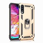 Aksesuarcim Samsung Galaxy A70 ile Uyumlu Kılıf Silikon Yüzük Standlı Araç Tutucu için Mıknatıslı Darbe Karşı Dayanıklı Koruma Tank İnce Kap Vega Altın
