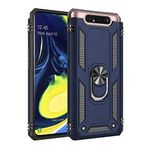 Aksesuarcim Samsung Galaxy A80 ile Uyumlu Kılıf Silikon Yüzük Standlı Araç Tutucu için Mıknatıslı Darbe Karşı Dayanıklı Koruma Tank İnce Kap Vega Lacivert